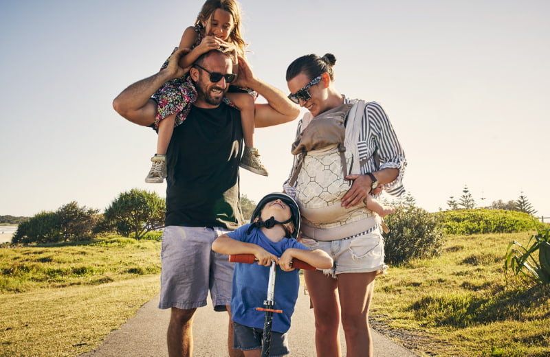 Family having fun outdoors