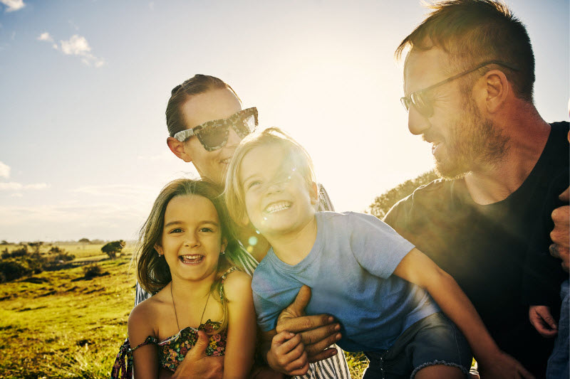 Family having fun outdoors