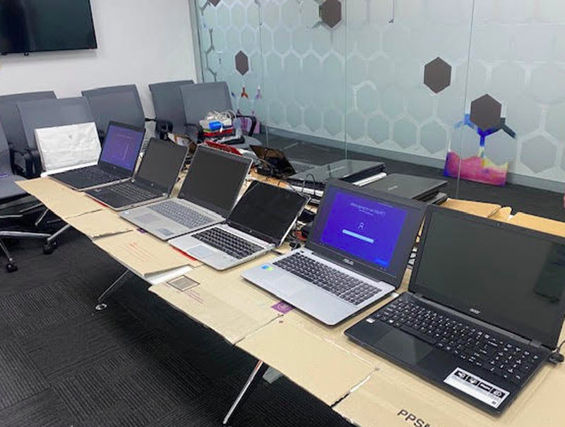 Different laptops on the table