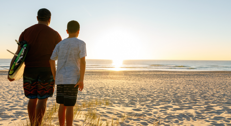 Father and son at the beach